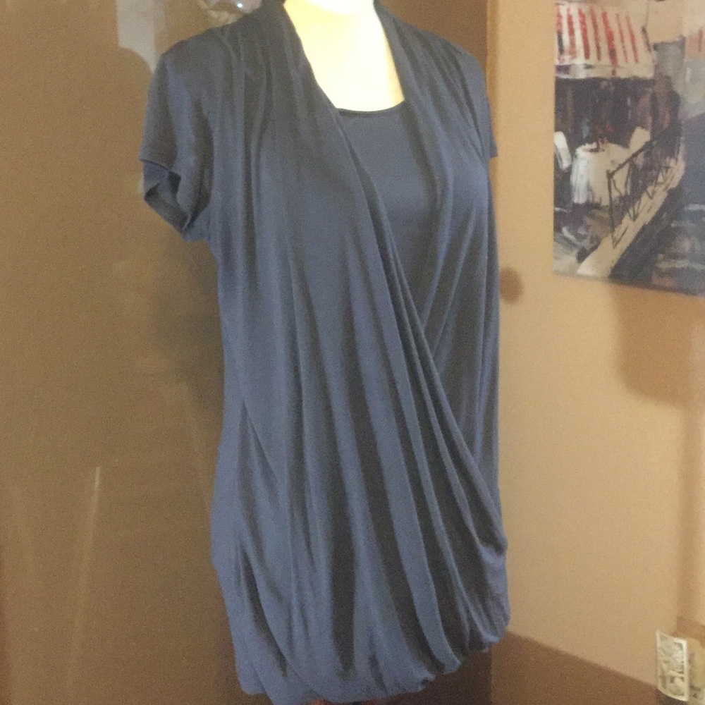 Cabi Fickle Tee Short Sleeve Faux Wrap Top View 3